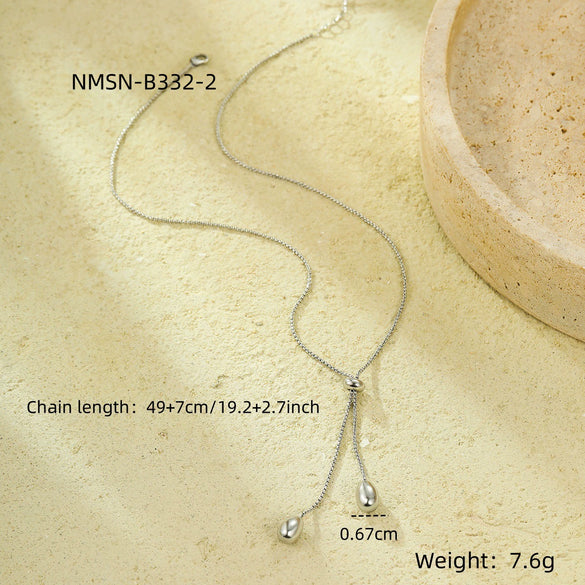 Minimalist Cool Titanium Steel And Stainless Steel Water Drop Pendant Necklace Geometric Pattern Goldplated Women's Accessory