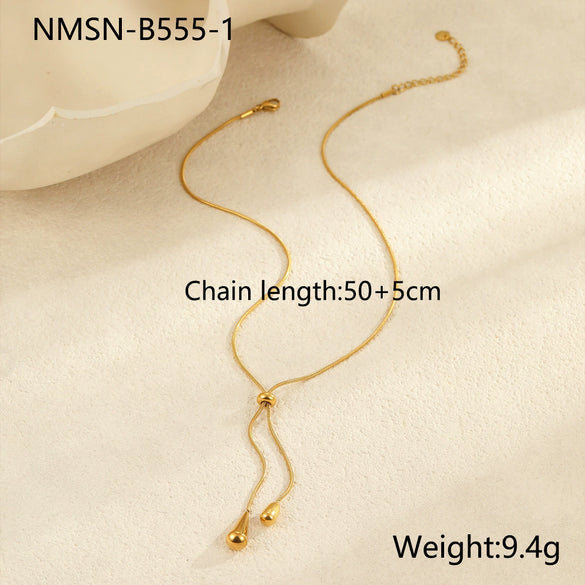Minimalist Cool Titanium Steel And Stainless Steel Water Drop Pendant Necklace Geometric Pattern Goldplated Women's Accessory