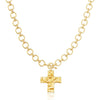 Minimalist Copper Cross Pendant Necklace With Paperclip Chain Geometric Electroplated Layered Necklace For Women