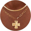 Minimalist Copper Cross Pendant Necklace With Paperclip Chain Geometric Electroplated Layered Necklace For Women