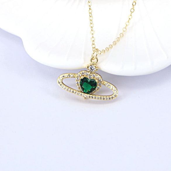 Minimalist Copper Heart Pendant Necklace With Zircon Inlay And Water Wave Chain Electroplated Fashion Jewelry For Women