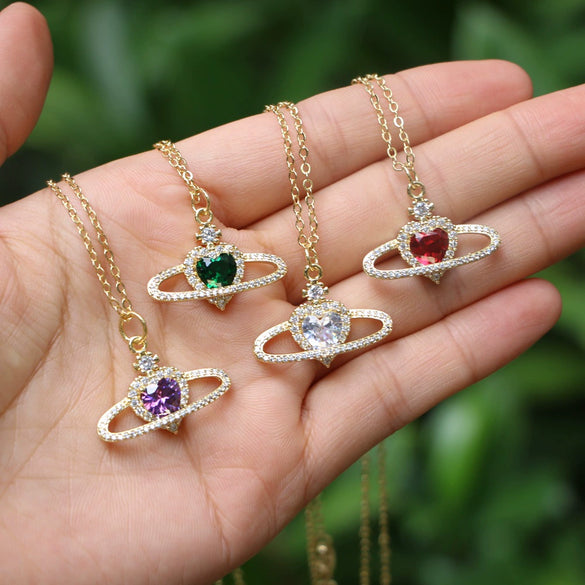 Minimalist Copper Heart Pendant Necklace With Zircon Inlay And Water Wave Chain Electroplated Fashion Jewelry For Women