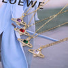 Minimalist Copper Heart Pendant Necklace With Zircon Inlay And Water Wave Chain Electroplated Fashion Jewelry For Women
