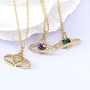 Minimalist Copper Heart Pendant Necklace With Zircon Inlay And Water Wave Chain Electroplated Fashion Jewelry For Women
