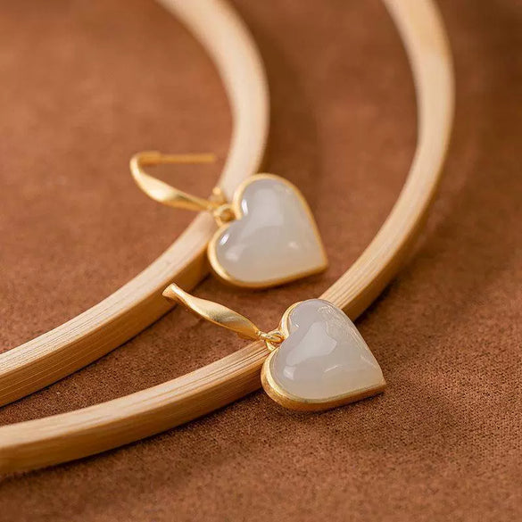 Minimalist Copper Heart Shaped Earrings With Electroplated Geometric Animal And Leaf Pattern For Women
