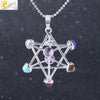 Minimalist Copper Hollow Geometric Hexagonal Pendant Necklace With Ball Chain And Semi Precious Stone Accent