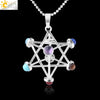 Minimalist Copper Hollow Geometric Hexagonal Pendant Necklace With Ball Chain And Semi Precious Stone Accent