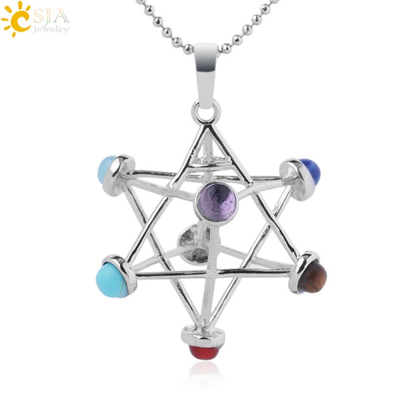 Minimalist Copper Hollow Geometric Hexagonal Pendant Necklace With Ball Chain And Semi Precious Stone Accent