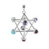 Minimalist Copper Hollow Geometric Hexagonal Pendant Necklace With Ball Chain And Semi Precious Stone Accent