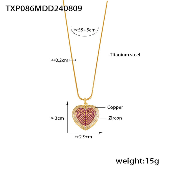 Minimalist Copper Love Pendant Titanium Steel Necklace For Women With 18K Gold Plated Opening Ring And Electroplating Design
