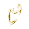 Minimalist Copper Open Ring Set With Leaf Arrow And Wave Geometric U Shaped Design Electroplated Jewelry For Women