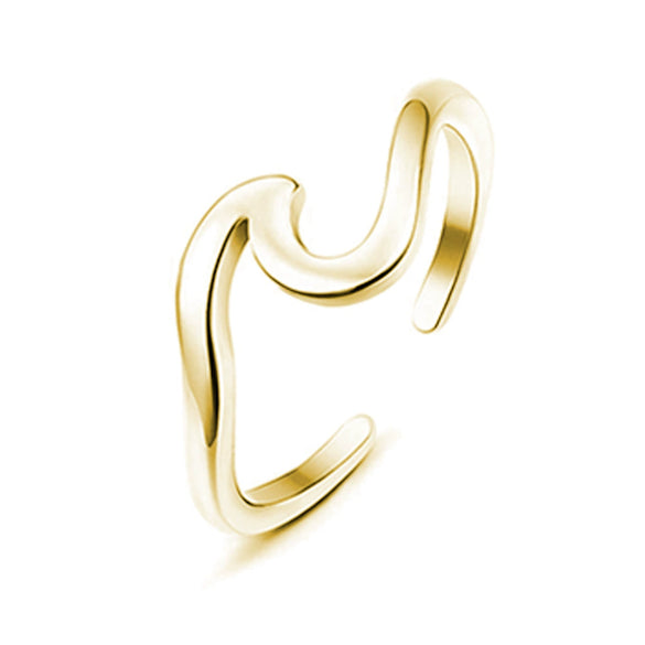 Minimalist Copper Open Ring Set With Leaf Arrow And Wave Geometric U Shaped Design Electroplated Jewelry For Women