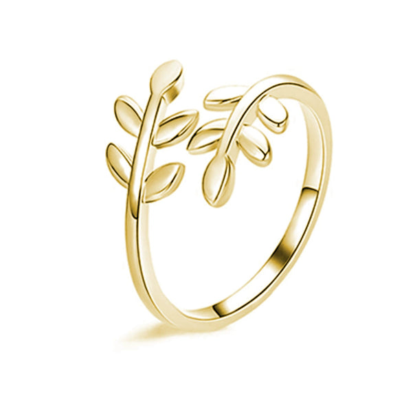 Minimalist Copper Open Ring Set With Leaf Arrow And Wave Geometric U Shaped Design Electroplated Jewelry For Women