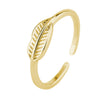 Minimalist Copper Open Ring Set With Leaf Arrow And Wave Geometric U Shaped Design Electroplated Jewelry For Women