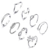 Minimalist Copper Open Ring Set With Leaf Arrow And Wave Geometric U Shaped Design Electroplated Jewelry For Women