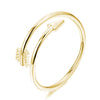 Minimalist Copper Open Ring Set With Leaf Arrow And Wave Geometric U Shaped Design Electroplated Jewelry For Women