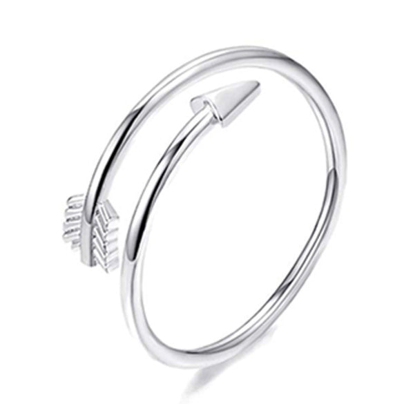 Minimalist Copper Open Ring Set With Leaf Arrow And Wave Geometric U Shaped Design Electroplated Jewelry For Women