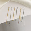 Minimalist Copper Plated Real Gold Handmade Earrings With Hanging Tassel Double Ring Inlaid Zircon Jewelry Accessories
