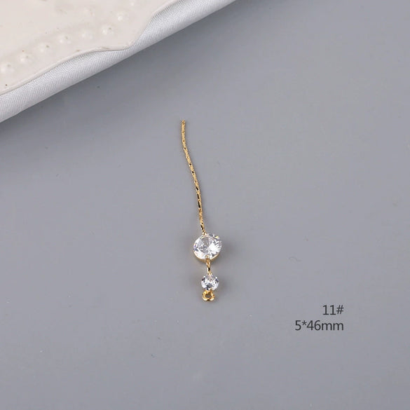 Minimalist Copper Plated Real Gold Handmade Earrings With Hanging Tassel Double Ring Inlaid Zircon Jewelry Accessories
