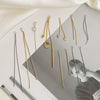 Minimalist Copper Plated Real Gold Handmade Earrings With Hanging Tassel Double Ring Inlaid Zircon Jewelry Accessories