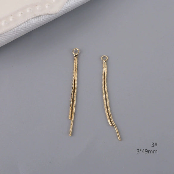 Minimalist Copper Plated Real Gold Handmade Earrings With Hanging Tassel Double Ring Inlaid Zircon Jewelry Accessories