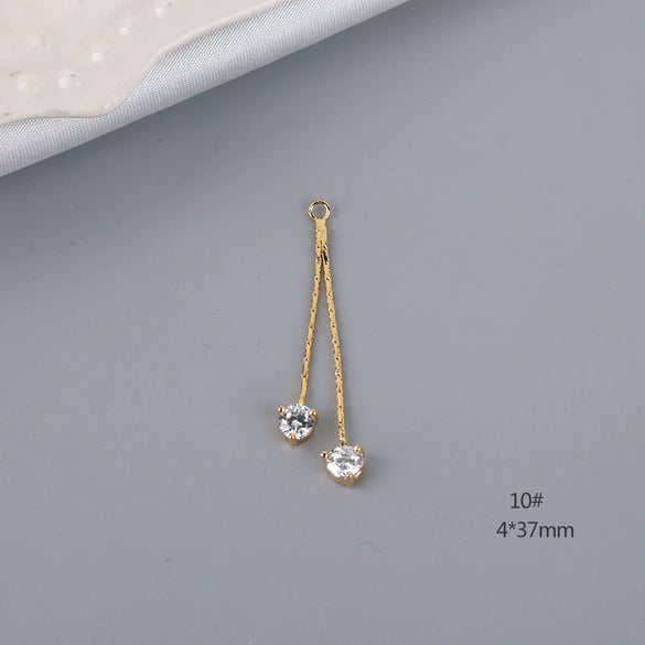Minimalist Copper Plated Real Gold Handmade Earrings With Hanging Tassel Double Ring Inlaid Zircon Jewelry Accessories