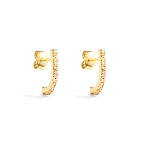 Minimalist Copper Plated With Real Gold Geometric Inlaid Zircon Women's Earrings