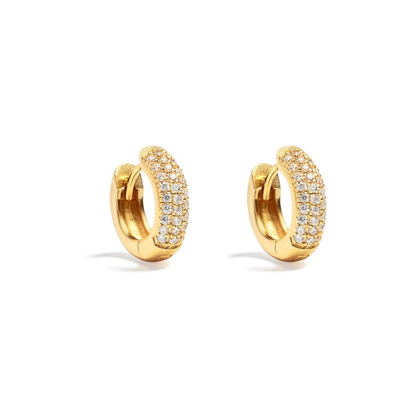 Minimalist Copper Plated With Real Gold Geometric Inlaid Zircon Women's Earrings