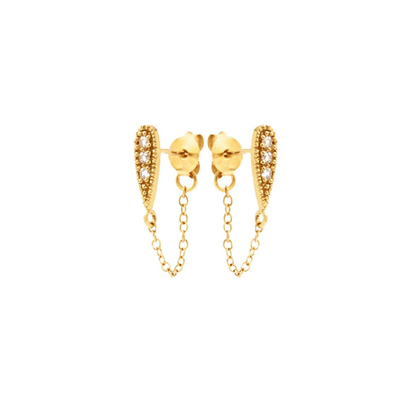 Minimalist Copper Plated With Real Gold Geometric Inlaid Zircon Women's Earrings