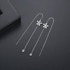 Minimalist Copper Star Line Earrings With Zircon Accents Elegant Long Ear Jewelry For Women