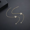 Minimalist Copper Star Line Earrings With Zircon Accents Elegant Long Ear Jewelry For Women