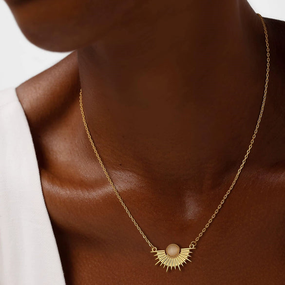 Minimalist Copper Sun And Moon Pendant Choker Necklace With Geometric Design Electroplated Fashion Jewelry For Women