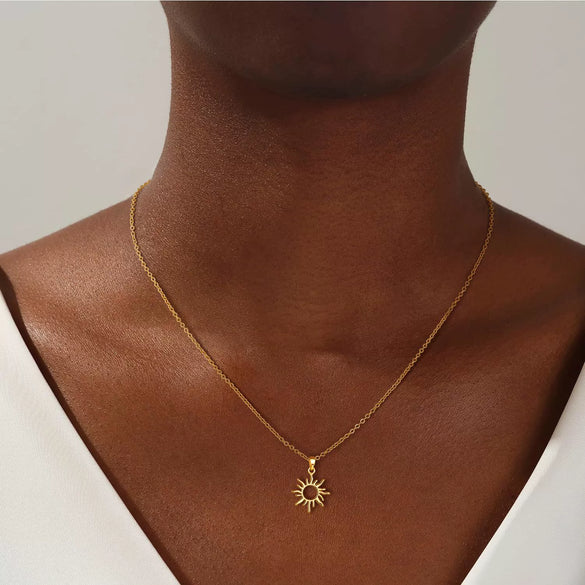 Minimalist Copper Sun And Moon Pendant Choker Necklace With Geometric Design Electroplated Fashion Jewelry For Women