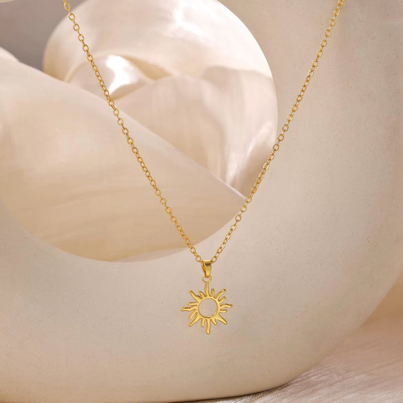 Minimalist Copper Sun And Moon Pendant Choker Necklace With Geometric Design Electroplated Fashion Jewelry For Women