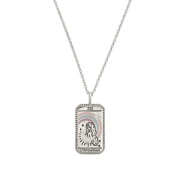 Minimalist Copper Tarot Necklace With Geometric Cartoon Character Square Pendant Fashion Jewelry