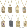 Minimalist Copper Tarot Necklace With Geometric Cartoon Character Square Pendant Fashion Jewelry