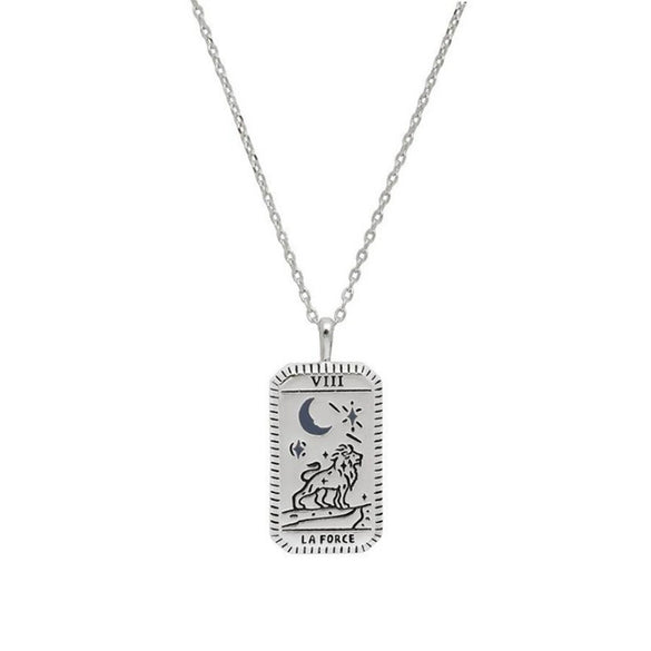 Minimalist Copper Tarot Necklace With Geometric Cartoon Character Square Pendant Fashion Jewelry