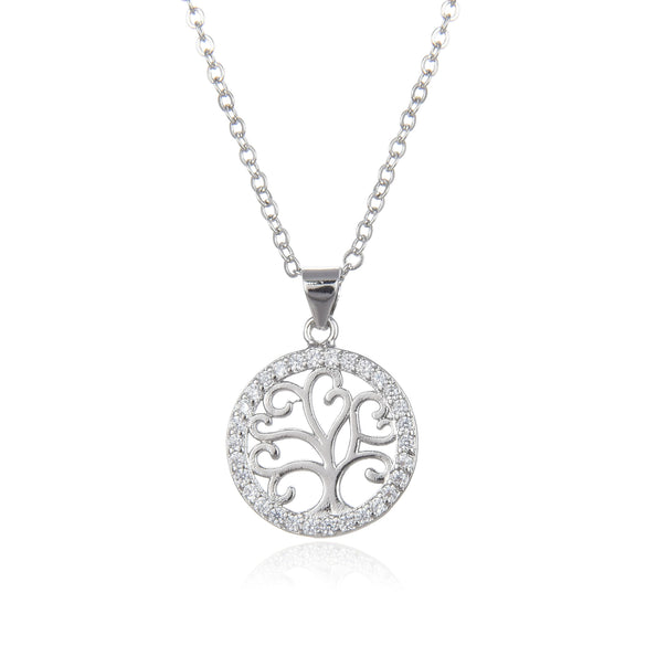 Minimalist Copper Tree Of Life Pendant Necklace With Hollow Design And Electroplated Finish Cross Chain Jewelry