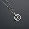 Minimalist Copper Tree Of Life Pendant Necklace With Hollow Design And Electroplated Finish Cross Chain Jewelry