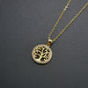 Minimalist Copper Tree Of Life Pendant Necklace With Hollow Design And Electroplated Finish Cross Chain Jewelry