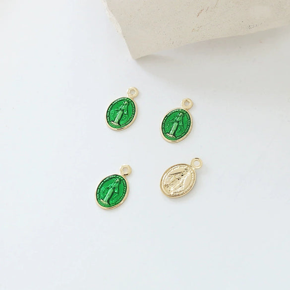 Minimalist Coppercoated Gold Oval Portrait Pendant Jewelry Making Accessories Electroplated