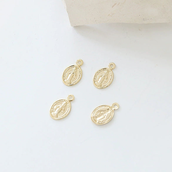 Minimalist Coppercoated Gold Oval Portrait Pendant Jewelry Making Accessories Electroplated