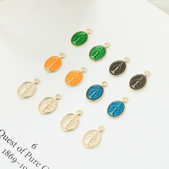Minimalist Coppercoated Gold Oval Portrait Pendant Jewelry Making Accessories Electroplated