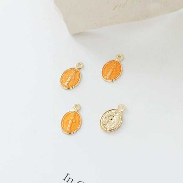 Minimalist Coppercoated Gold Oval Portrait Pendant Jewelry Making Accessories Electroplated