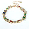 Minimalist Creative Color Geometric Zircon Copper Gold Plated Electroplated Fashion Necklace Bracelet Set For Women