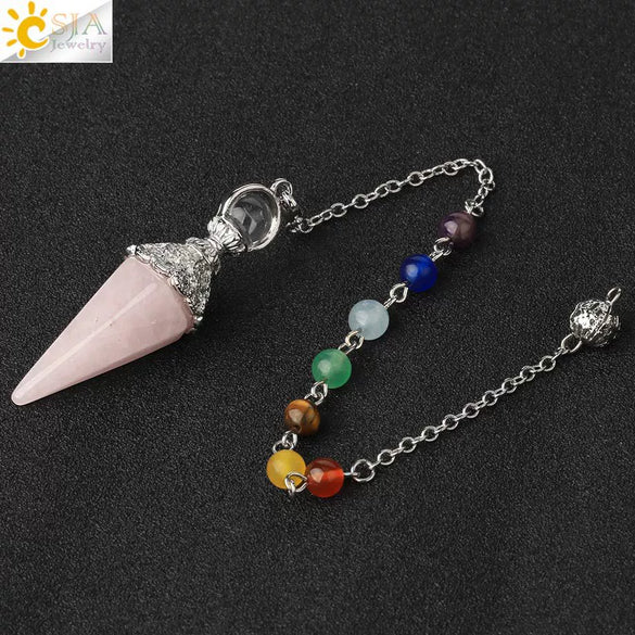 Minimalist Crystal Amethyst Pyramid Spirit Pendulum Pendant Semi Precious Stone Colorful Gem Pendant