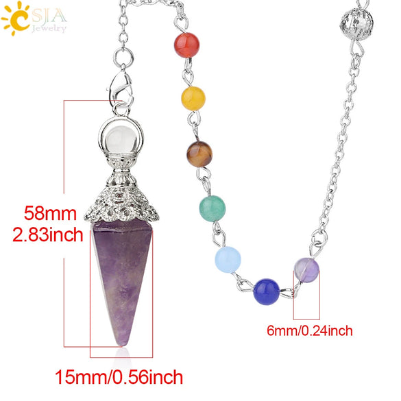 Minimalist Crystal Amethyst Pyramid Spirit Pendulum Pendant Semi Precious Stone Colorful Gem Pendant