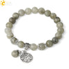Minimalist Crystal Beaded Stone Chain Bracelet With Tree Of Life Pattern Semi Precious Jewelry For Unisex