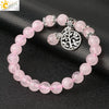 Minimalist Crystal Beaded Stone Chain Bracelet With Tree Of Life Pattern Semi Precious Jewelry For Unisex
