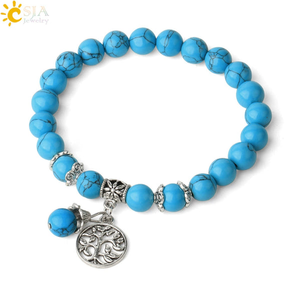Minimalist Crystal Beaded Stone Chain Bracelet With Tree Of Life Pattern Semi Precious Jewelry For Unisex